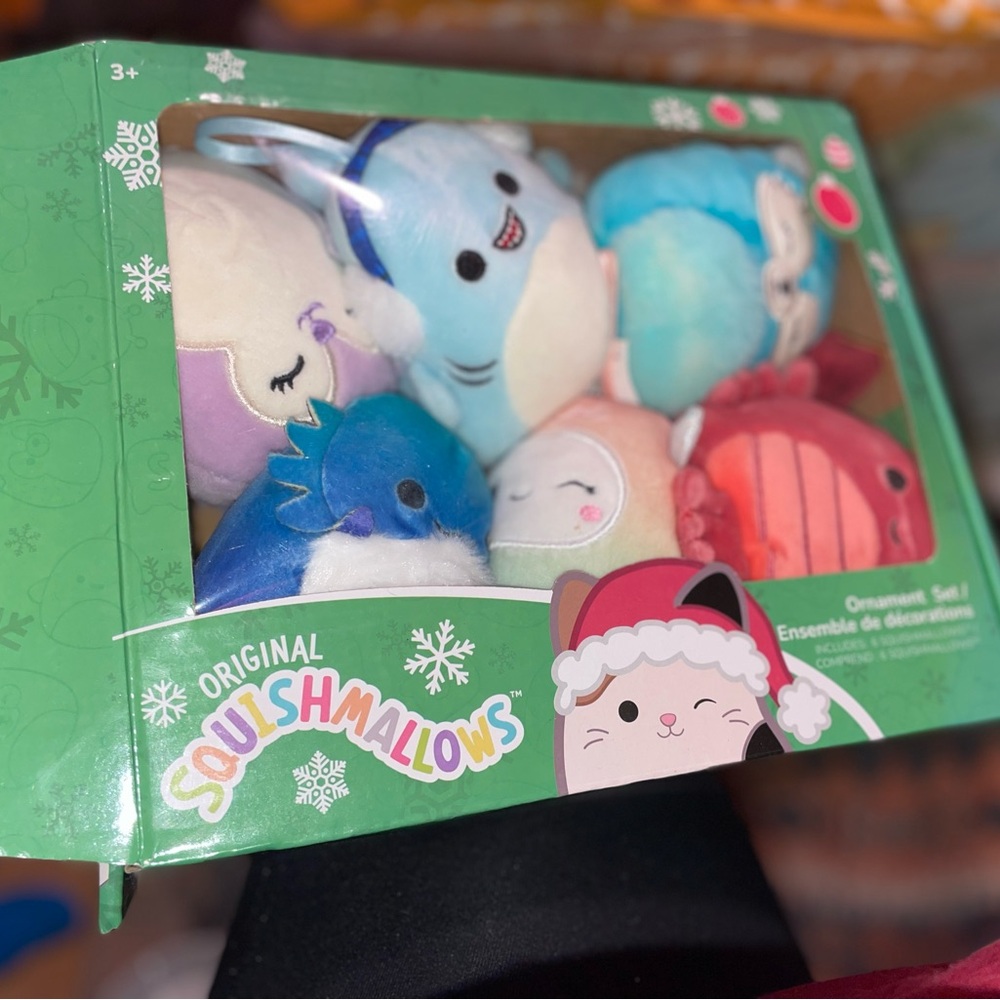 Squishmallows Festive Ornament Set - Blue, Pink, White